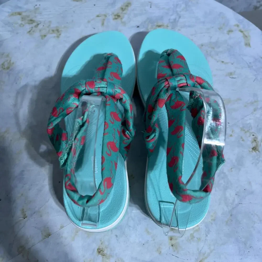 Clarks Arla Nicole Women's Size 9.5 Wide Shoes Green Comfort Slingback Sandals - Picture 8 of 12